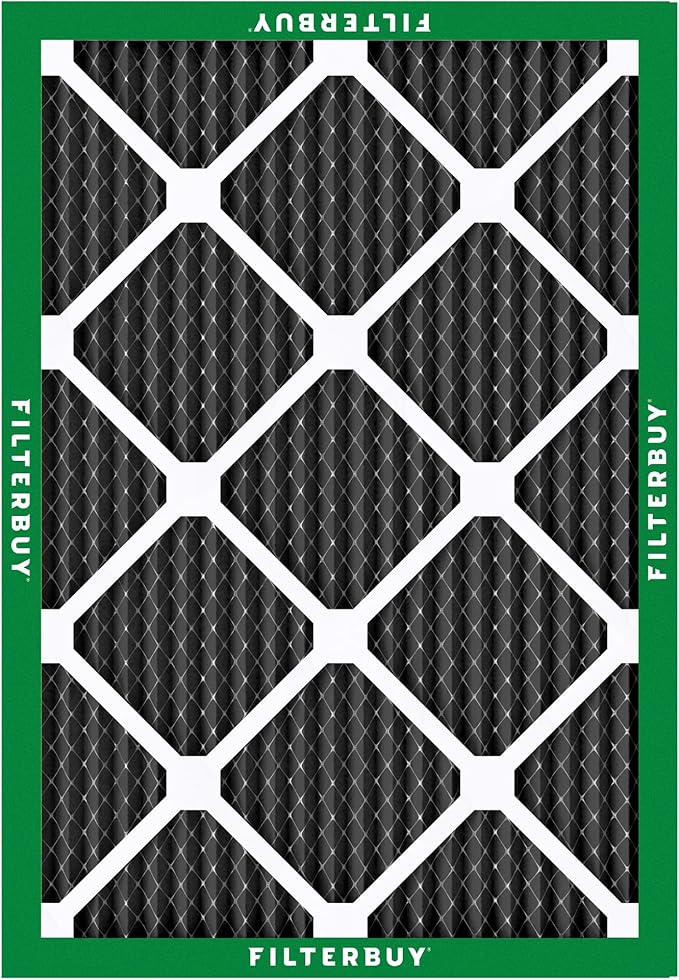 Filterbuy 12x18x1 Air Filter MERV 8 (MPR 700) Odor Eliminator Replacement (4-Pack), Electrostatic Pleated HVAC AC Furnace Filters w/Activated Carbon, Made in USA (Actual Size: 11.50 x 17.50 x 0.75)