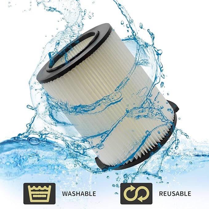 VF4000 Replacement Filter for Ridgid 72947 Wet Dry Vac 5 to 20-Gallon 6-9 Gal Husky Craftsman 17816 Vacuum Compatible WD5500 WD0671 WD1270 RV2400A RV2600B Washable & Reusable Standard Wet/dry Vac Filt