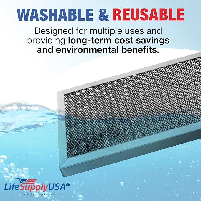 12x20x1 Electrostatic Air Filter, MERV 8, Washable, Reusable Furnace AC/HVAC Filter, Energy Saving, Easy to Clean, Long-Lasting by LifeSupplyUSA