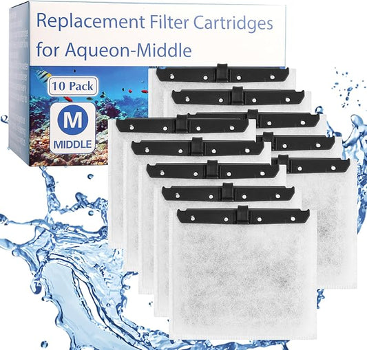 10 Pack Medium Aquarium Filter Cartridges for Aqueon QuietFlow LED PRO Power Filter Size 10 & E Internal Power Filter Size 20
