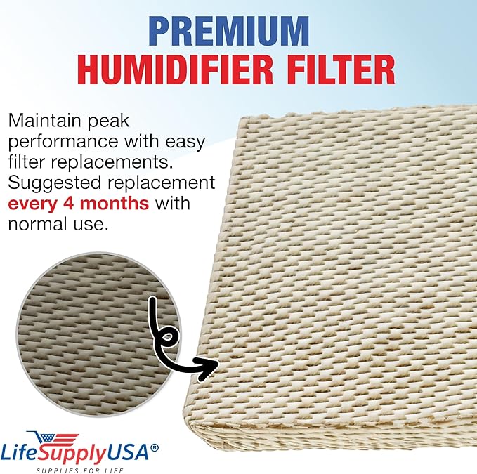 LifeSupplyUSA Humidifier Filter Replacement Evaporator Pad with Wick Compatible with Skuttle A04-1725-052 Model 2000 White-Rodgers, Goodman