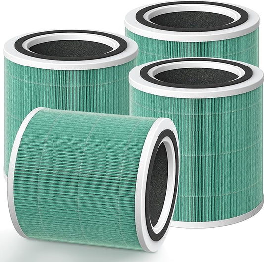 AC400 Replacement Filter Compatible with Purivortex AC400 Air Cleaner Purifier, 3-in-1 Main Filters and Activated Carbon Filter, Green 4 Packs
