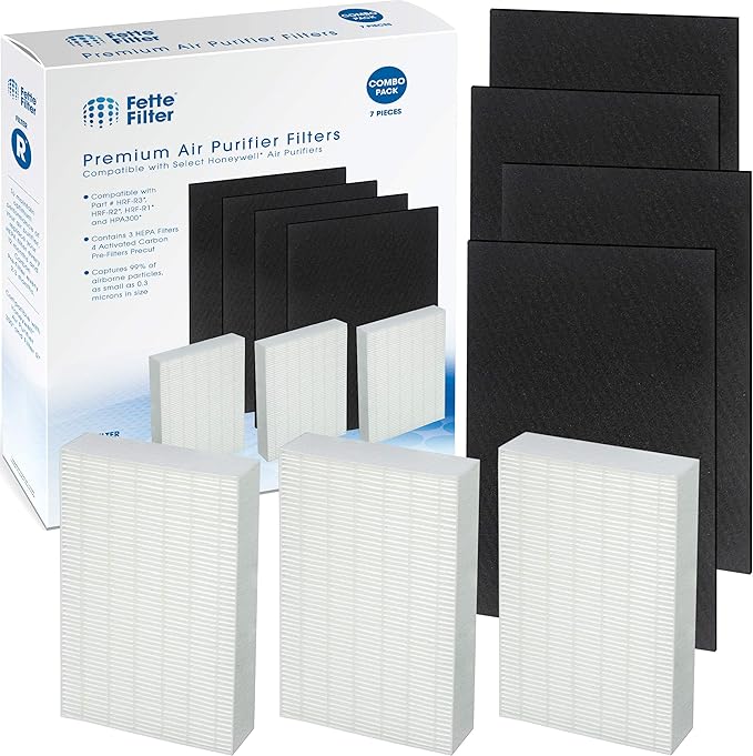 Fette Filter - HEPA Air Purifier Set, 3 HEPA + 4 Pre-Filters, Compatible with Honeywell HPA300, HPA304, HPA8350 & More