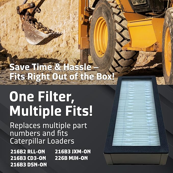 Cabin Filter - Pack of 1 - Compatible with Caterpillar Loaders - Cabin Air Filter Replacement - Replaces O.E. 3036658; Baldwin PA5738; Wix WP10211 - Climate Control System Accessories - 1 Set