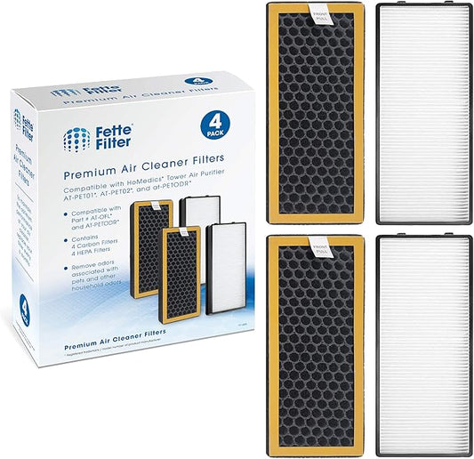 Fette Filter - 2 HEPA and 2 Activated Carbon Filters Compatible with TotalClean PetPlus. Compare to Part # AT-PET01, AT-PET02, at-PETODR. Combo Pack