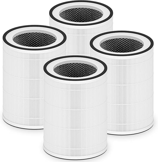 4 Pack Kilo True HEPA Filter Replacement Compatible with Afloia Kilo, KILOPLUS, KILOPRO, MIRO, MIRO PRO and MORENTO MR-Kilo, Kalo Air Purifier, 360° 3-Stage Filtration, White