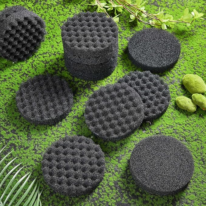 Uiifan 20 Pieces Bio Sponge Foam Pads Compatible with Fluval Fx4/ Fx5/ Fx6 Aquarium Filter Replacement Foam Pads Canister Filter Media Sponge Aquarium Accessories, 6.69 x 6.69 x 1.57 Inch, Black