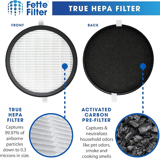 2 Pack of Premium H13 True Hepa Filter Compatible with Pure Enrichment PureZone Halo Air Purifier Model PEAIRDSK Compatible with Sharper Image Personal Air Purifier Item # 207073 207009