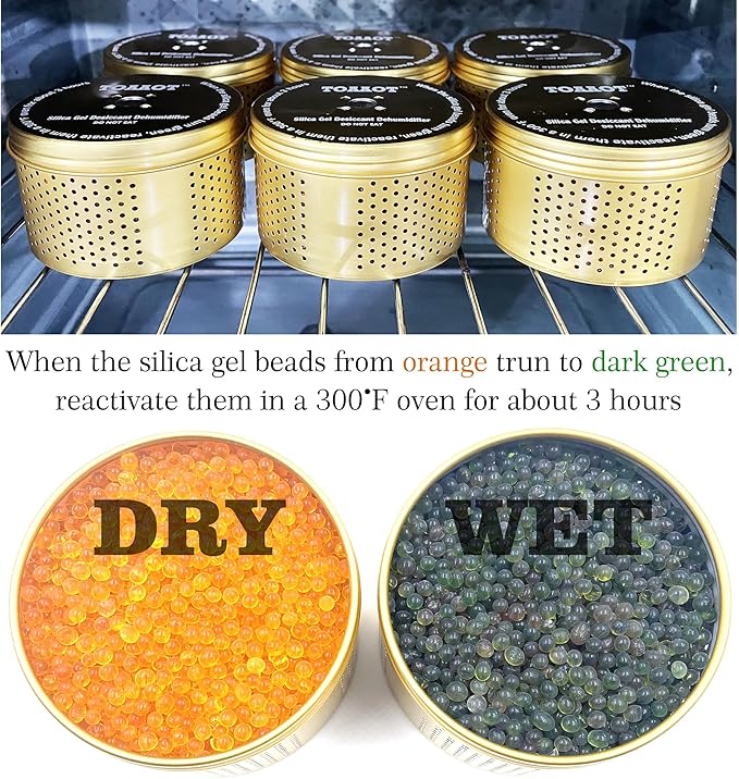 Gun Safe Dehumidifier, Moisture Absorbers, TOAAOT 200g Silica Gel Canister for Gun Case, Tool Box (6 Units)