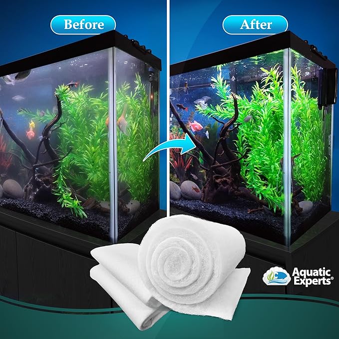 Aquarium Filter Floss for Fish Tank Filters - FilterFirst Aquarium Filter Pad - Media Roll for Crystal Clear Water, Aquatic Experts, 3/4" - 1" Thick (12 Inch Wide, Value Pack)