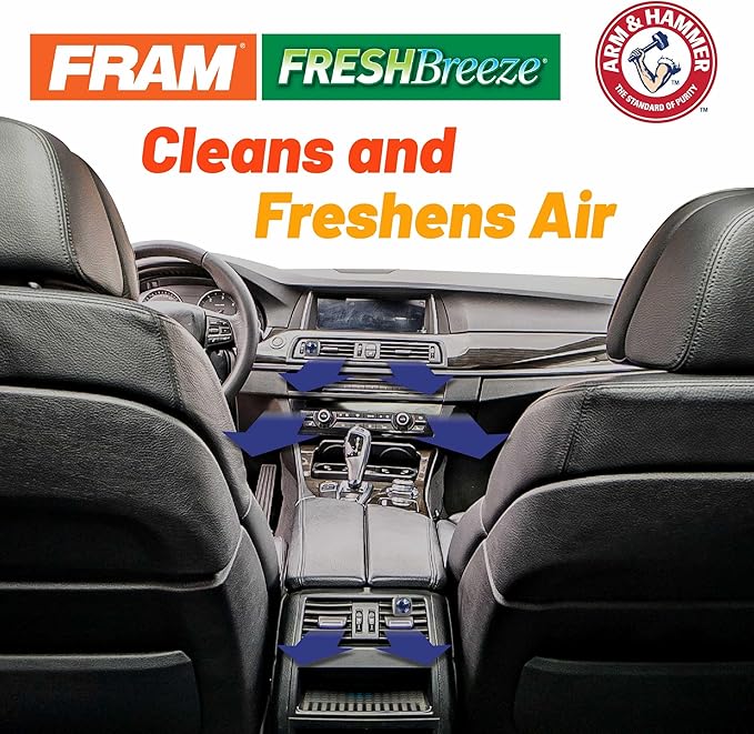 FRAM Fresh Breeze Cabin Air Filter Replacement for Car Passenger Compartment w/Arm and Hammer Baking Soda, Easy Install, CF10259 for Land Rover Vehicles (Pack of 2)
