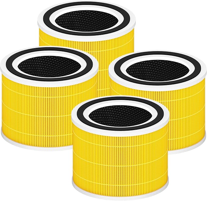 Core 300 Pet Care Replacement Filter for LEVOIT Core 300, Core 300S and Core 300-P Air Purifier, 3-in-1 H13 True HEPA Filter Replacement, Compared to Part # Core 300-RF-PA, 4 Pack, Yellow