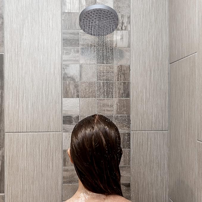 SparkPod Shower Head - High Pressure Rain - Premium Quality Luxury Design - 1-Min Install - Easy Clean Adjustable Replacement for Your Bathroom Shower Heads (Charcoal Grey, 6 Inch Round)