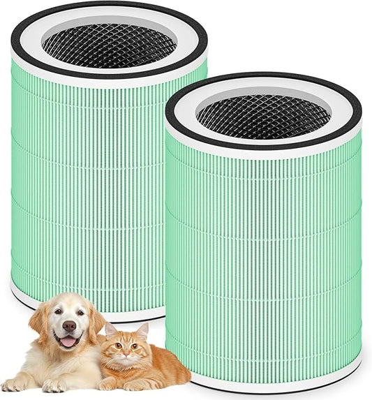 2 Pack True HEPA Kilo Pet Care Filter Replacement Compatible with Afloia Kilo, KILOPLUS, KILOPRO, MIRO, MIRO PRO and MORENTO MR-Kilo, Kalo Air Purifier, 360° 3-Stage Filtration, Green