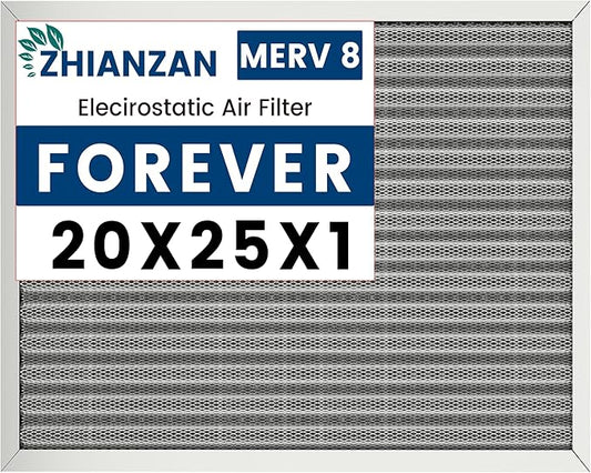 20x25x1 HVAC Furnace Air Filter, Lasts a Lifetime, Washable, the Last HVAC Filter You Will Ever Buy, Healthier Home or Office, Merv 8