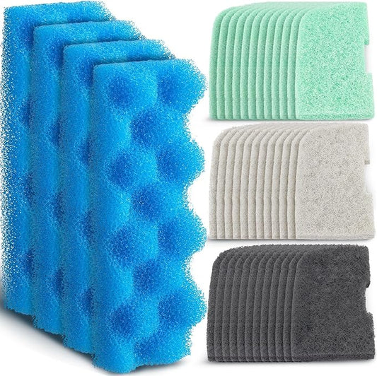 40 Pcs Replacement Filter Media Kit Compatible with Fluval 306/307, Aquarium Filters Set Including 4 Biological Foams, 36 Ammonia/Phosphate/Nitrite Remover