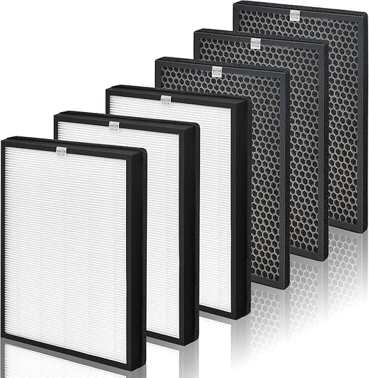 AP-B102 Replacement Filter Compatible with Alexapure Breeze Air Pu-rifier AP-B102 and 3049 Filter Set, 3 H13 True HEPA Filters and 3 Activated Carbon Filters Included