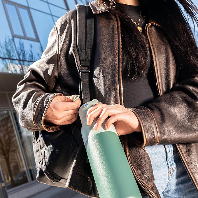 LARQ Bottle Swig Top 23oz - Insulated Stainless Steel Water Bottle With Built-In Silicone Handle | BPA Free | Reusable Water Bottle for Sports, Gym, and Travel, Eucalyptus Green