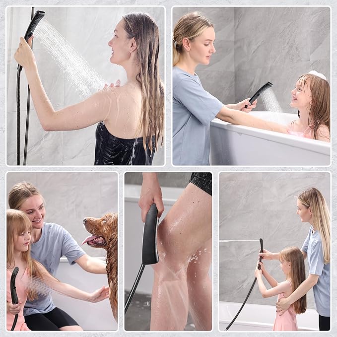 BRIGHT SHOWERS High Pressure Shower Head with Handheld, Oil Rubbed Bronze Dual Showerhead Combo with Rainfall Spray, Detachable Hand Held Shower, 60" Stainless Steel Hose