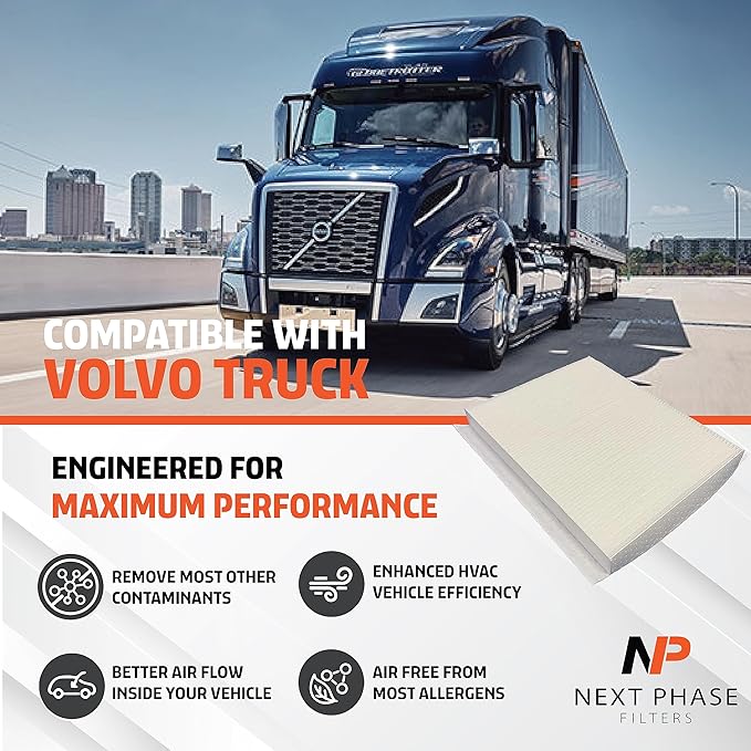 Cabin Air Filter Replacement - Pack of 1 - Made in USA - Compatible with Various Volvo Trucks VAH/VH/VHD/VNM/VN & VNL/VNL 300/VNX/VT/9700 Series, Autocar Trucks Xpeditor - Replaces O.E. 20435801