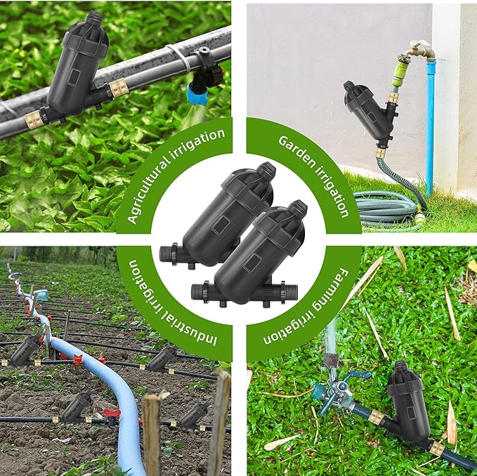 2 PCS US Standard 3/4 Drip Irrigation Y Filter (120 Mesh Stainless Steel Screen), USA Garden Hose 3/4 GHT Male Thread Irrigation Screen Filter for Garden Irrigation