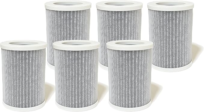 Nispira PEPERSFIL Purezone Replacement Filters For Car Air purifier Pure Enrichment Air Purifier Mini Portable (PEPERSAP) 3-in-1 HEPA Activated Carbon, 6 Packs