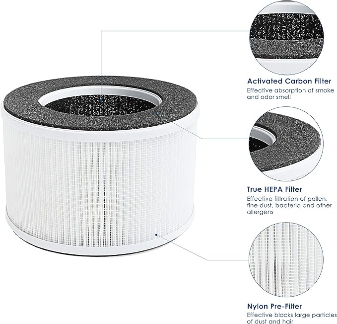 Flintar True HEPA Replacement Filter, Compatible with hOmeLabs Home 4-in-1 Compact HEPA Air Purifier HME020020N Only, AKJ050GE, 2-Pack
