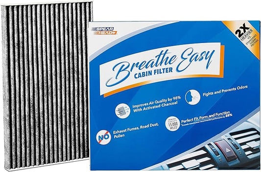 Spearhead Odor Defense Breathe Easy AC & Heater Cabin Filter | Fits 09-14 Cube, 11-17 Juke, 11-25 Leaf, 13-19 Sentra Like OEM | Up to 25% Longer Lasting w/Activated Carbon (BE-177)