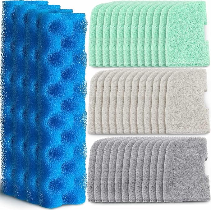 40 Pcs Replacement Filter Media Kit Compatible with Fluval 406/407, Aquarium Filters Set Including 4 Biological Foams, 36 Ammonia/Phosphate/Nitrite Remover