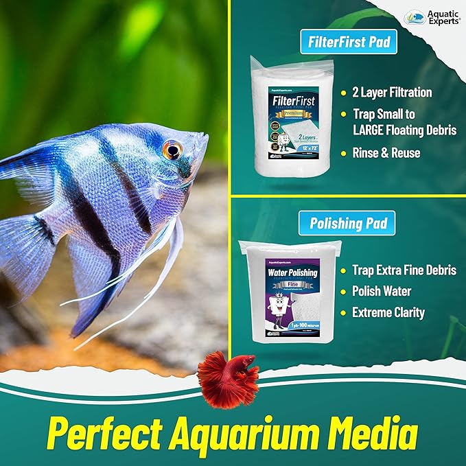 Aquatic Experts Aquarium Polishing Filter Pad, Water Polishing Pad for Aquarium Filters, Filter Floss for Fish Tank Filters, (100 Micron, Aquarium Bundle)