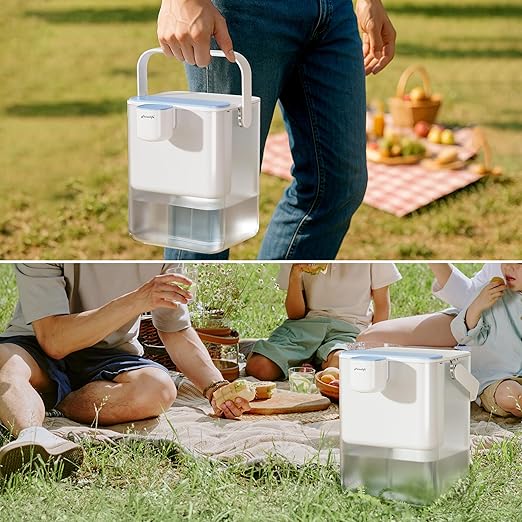 Frizzlife MD40 Rechargeable Water Filter Dispenser with 2 Filters Pre-Installed, Certified Reduce 99.9% of Chlorine, 400-Gallon/6 Months Water Pitcher, Extra 2 Filter Replacements