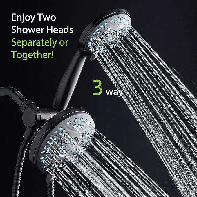Hotel Spa AquaCare As-Seen-On-TV High Pressure Handheld & Rain 50-mode 3-way Shower Head Combo with Anti-clog Jets, 2-mode Tub & Pet Power Wash, Extra Wall Bracket, 6 ft. Hose, Oil Rubbed Bronze