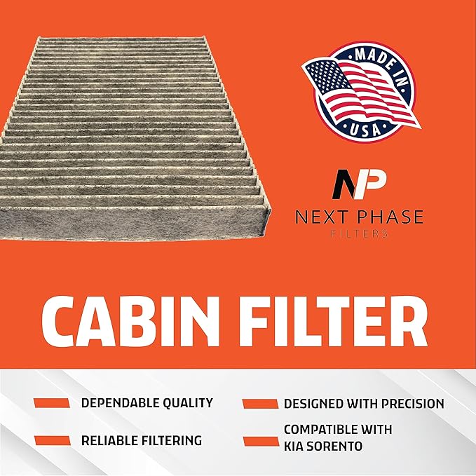 Carbon Cabin Air Filter Replacement - Pack of 1 - Made in USA - Compatible with 2016-2018 Kia Sorento 2.0L, 2016-2020 2.4L & 3.3L - Replaces O.E. C6C79AC000