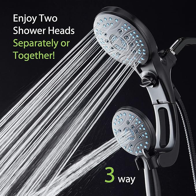Hotel Spa AquaCare for California As-Seen-On-TV High Pressure Handheld Rain 50-mode 3-way Shower Head Combo with Adjustable Arm, Anti-clog Jets, Tub & Pet Power Wash, 6 ft. Hose, Rubbed Bronze
