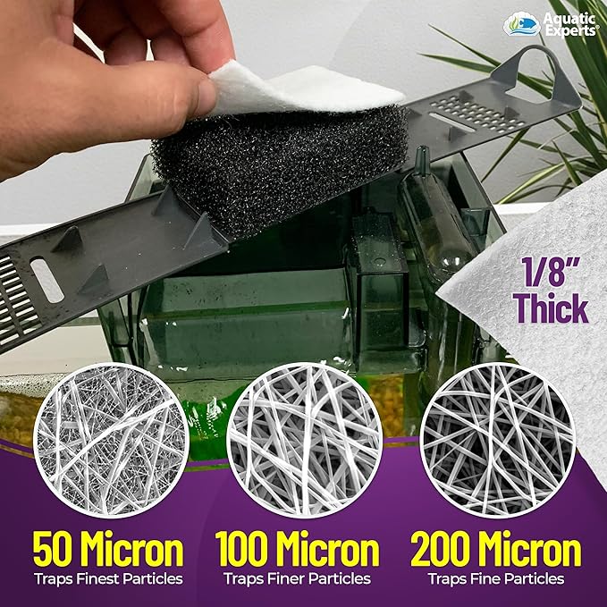 Aquatic Experts Aquarium Polishing Filter Pad, Water Polishing Pad for Aquarium Filters, Filter Floss for Fish Tank Filters, (100 Micron, 24" x 36" - 1 Pack)