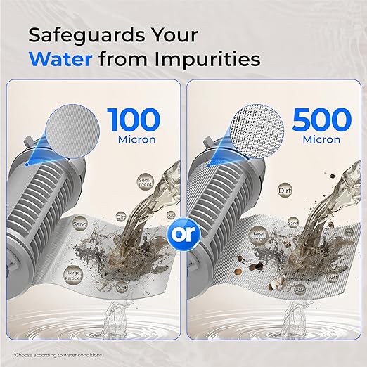 Waterdrop Spin Down Sediment Filter, Backwash Whole House Water Filter System for City/Well Water, 100 Micron+500 Micron, 1" MNPT + 3/4" FNPT + 3/4" MNPT, Traps Sand, BPA Free