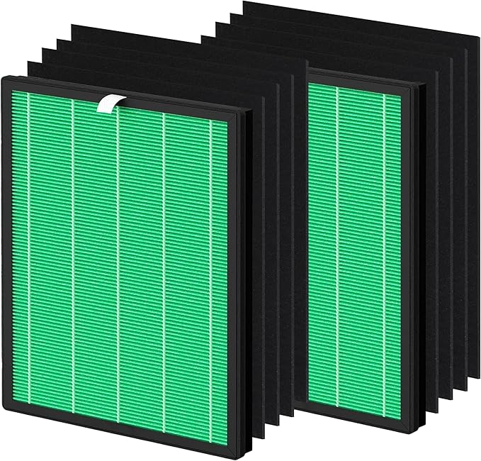 Airmega 150 Filter Replacement, Compatible with Coway Airmega 150 (AP-1019C) & Airmega 160 Air Purifiers, 2 True HEPA and 8 Enhanced Activated Carbon Filters, AP-1019C-FP