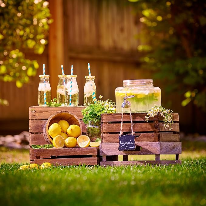 Glass Drink Dispenser for Fridge - 100% Leakproof Stainless Steel Spigot - Liquid Laundry Detergent Dispenser, Punch Bowl Beverage Dispenser for Parties, Water Dispenser Countertop, 5L Jug 1.32 Gallon