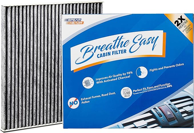Spearhead Odor Defense Breathe Easy AC & Heater Cabin Filter, Fits Like OEM, Up to 25% Longer Lasting w/Activated Carbon (BE-819)