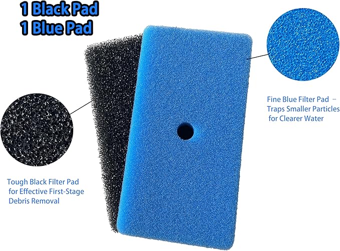 2 Sets Coarse and Fine Pond Filter Pads, Replacement Sponge Filter Media (871980305528) for 52231 & 52229 Filter Boxes, Fits Outdoor Fish Ponds