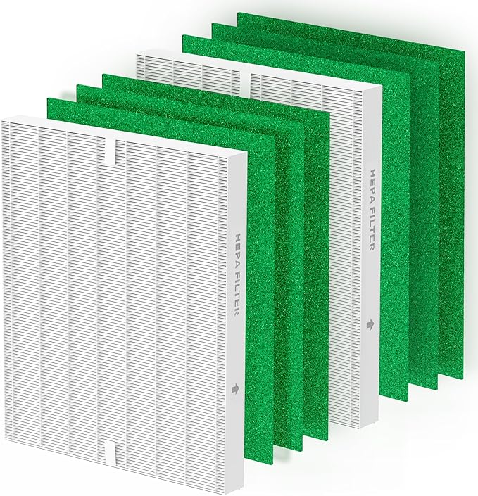AP-1512HH & 200M Polle-n Filter Set for Coway Airmega AP-1512HH and Airmega 200M Air Purifi-er, 6 Polle-n Filters and 2 True HEPA Filter, 8 Pack, Compared to Part #3304899