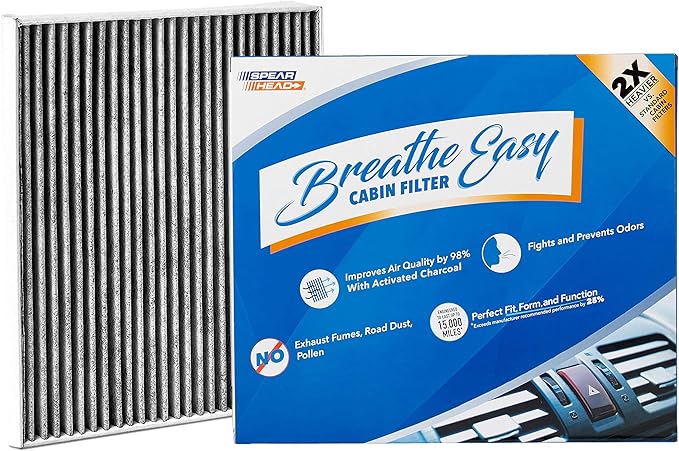 Spearhead Odor Defense Breathe Easy Cabin Filter | Fits 15-25 F-150, 22-25 F-150 Lightning, 17-25 F-250/350, 18-24 Expedition, 18-24 Navigator | Up to 25% Longer Lasting w/Activated Carbon (BE-150)