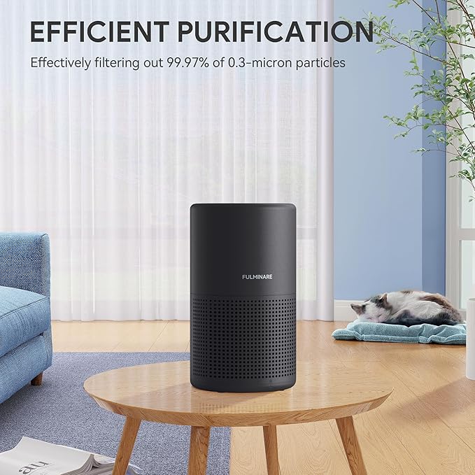 FULMINARE Air Purifiers for Bedroom H13 True HEPA Air Filter Quiet Air Cleaner With Night Light Portable Small Air Purifier for Home, Office, Living Room (Black 2 Pack)