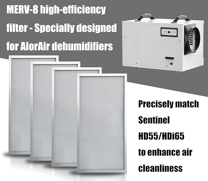 MERV-8 Sentinel HD55 Dehumidifier Filter Replacement Set Compatible with AlorAir Basement Dehumidifiers Sentinel HD55,Sentinel HDi65 Sentinel HD55s (4 Pack)