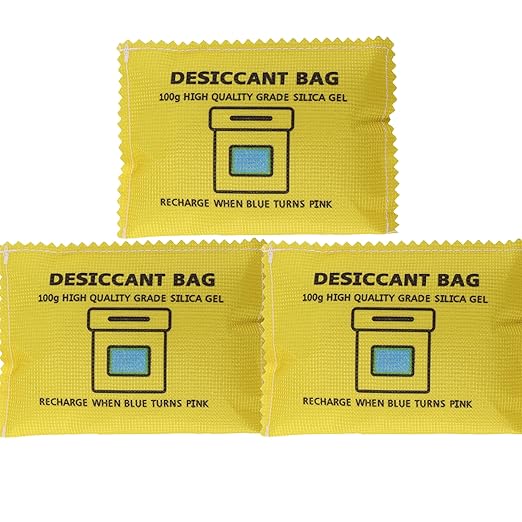 100g Rechargeable Desiccant Silica Gel Beads Pack Lab Desiccants Bag Rechargeable Moisture Absorbing for Storage Bins and Totes(3pack)