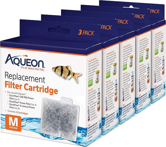 Aqueon Aquarium Fish Tank Replacement Filter Cartridges Medium - 15 pack