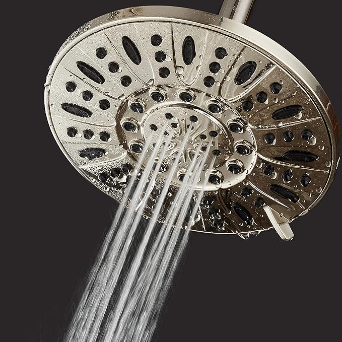 AquaDance Brushed Nickel High Pressure 6-Setting 7" Rain Shower Head – Angle Adjustable, Anti-Clog Showerhead Jets, Tool-Free Installation-USA Standard Certified-Top U.S. Brand – 1.8 GPM
