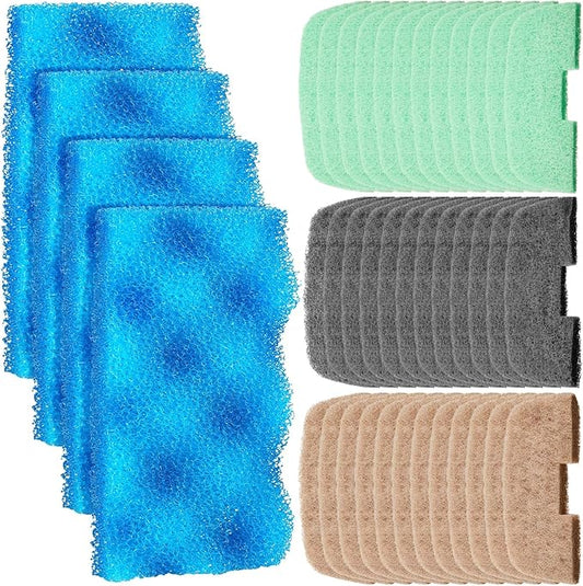 40 Pcs Compatible with 106/107 Replacement Filter Media Kit Compatible with Aquarium Filters Including 4 Biological Foams, 12 Ammonia Remover, 12 Phosphate Remover(106/107)