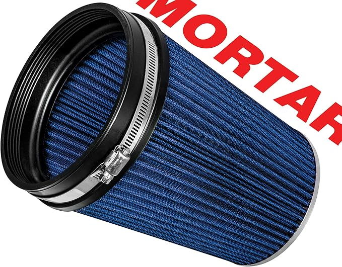Mortar Aftermarket Auto Air Filter – 6 In Flange ID Car Enthusiast Class Universal Cold Air Intake Gulps in More Air for More Engine Power & Passionate Induction Sound, Length 8 In, Blue