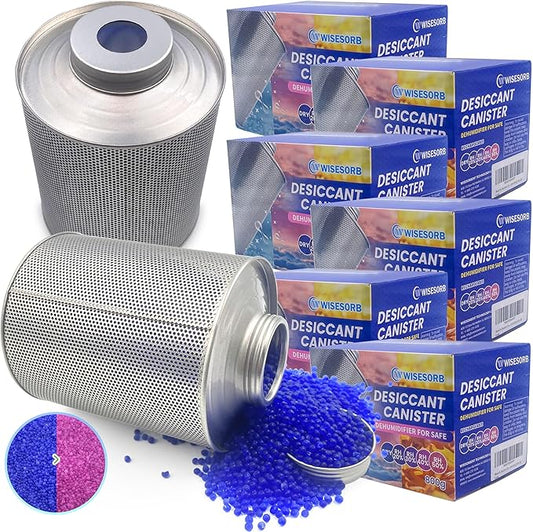 800 Gram Gun Safe Dehumidifier, 6 Pack of 1.77 LBS Rechargeable Dehumidifier Blue to Pink Silica Gel Desiccant Moisture Absorbers, Dehumidifiers for Room, Bedroom, Safe, Closet, Bathroom, Car